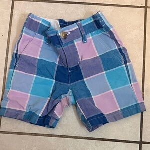 Janie and Jack Blue and Pink Plaid Shorts